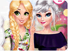 เกมส์แต่งตัวเอลซ่ากับราพันเซลในชุดดอกไม้สุดน่ารัก Elsa And Rapunzel Pretty In Floral Game