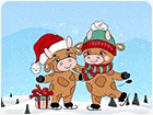 เกมส์จับผิดภาพวัวคริสต์มาส7จุด Cute Christmas Bull Difference Game