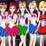 เกมส์แต่งตัวเจ้าหญิง5คนชุดเซเลอร์มูน Sailor Girl Battle Outfit Game