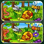 เกมส์จับผิดภาพรูปแมลง5จุด Insects Photo Differences Game