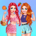 เกมส์เสริมสวยสองพี่น้องแบบผลไม้ Princesses Fruity Print Fun Challenge
