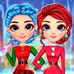 เกมส์แต่งตัวเสริมสวย2สาวในชุดคริสต์มาส Rainbow Girls Christmas Outfits Game
