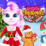 เกมส์แต่งตัวแมวแองเจล่าจัดงานคริสต์มาส Angela Christmas Dress up Game